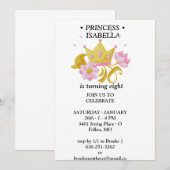 Pink & Gold princess birthday invitation Kaart (Voorkant / Achterkant)