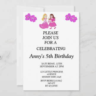 Pink & Gold princess birthday invitation Kaart