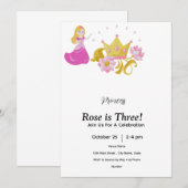Pink & Gold princess birthday invitation Kaart (Voorkant / Achterkant)