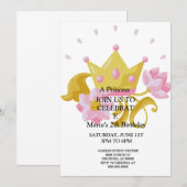 Pink & Gold princess birthday invitation. Kaart (Voorkant / Achterkant)