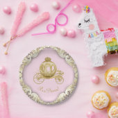 Pink Gold Princess Carriage Girl Baby shower Papieren Bordje (Feest)