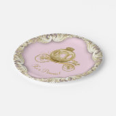 Pink Gold Princess Carriage Girl Baby shower Papieren Bordje (Gekanteld)
