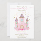 Pink Gold Princess Castle Baby shower Kaart (Voorkant)