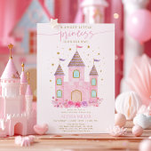 Pink Gold Princess Castle Baby shower Kaart