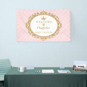 Pink Gold Princess Crown Baby shower Welkom Spandoek (Beurs)