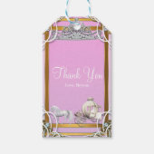 Pink Gold Princess Crown & Carriage Sweet 16 Party Cadeaulabel (Voorkant)
