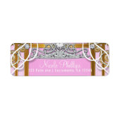 Pink Gold Princess Crown & Carriage Sweet 16 Party Etiket (Voorkant)