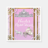 Pink Gold Princess Crown & Carriage Sweet 16 Party Servet (Voorkant)
