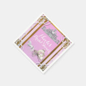 Pink Gold Princess Crown & Carriage Sweet 16 Party Servet (Hoek)