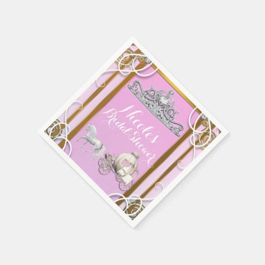 Pink Gold Princess Crown & Carriage Sweet 16 Party Servet (Hoek)