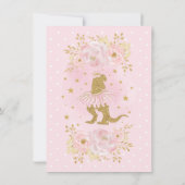 Pink Gold Princess Dinosaur Tutu Tiara Baby Girl Bedankkaart (Achterkant)