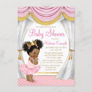 Pink Gold Princess Gordijnen Baby shower Uitnodigi Kaart