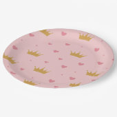Pink & Gold Princess Pattern Paper Plate Papieren Bordje (Gekanteld)