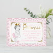 Pink Gold Princess Pearl eerste verjaardagsfeestje Kaart (Staand voorkant)