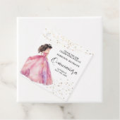 Pink Gold Princess Quinceañera Bedankjes Labels (In situ)
