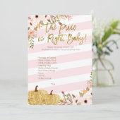 Pink Gold Pumpkin Baby shower Raad de prijs Kaart (Staand voorkant)