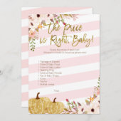 Pink Gold Pumpkin Baby shower Raad de prijs Kaart (Voorkant / Achterkant)