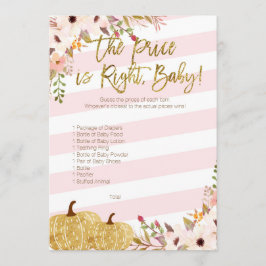 Pink Gold Pumpkin Baby shower Raad de prijs Kaart