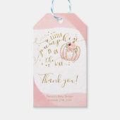 Pink Gold Pumpkin Herfst Baby shower Dank u wel Cadeaulabel (Voorkant)