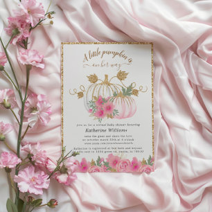 Pink Gold Pumpkin Virtual Baby shower Invitation