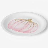Pink Gold Pumpkins Herfst Party Thanksgiving Papieren Bordje (Gekanteld)