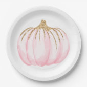 Pink Gold Pumpkins Herfst Party Thanksgiving Papieren Bordje (Voorkant)