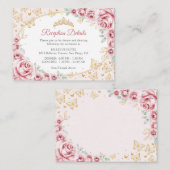 Pink Gold Quinceanera Reception Details Informatiekaartje (Voorkant / Achterkant)