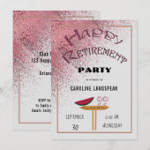 Pink Gold Rain Happy Retirement Party  Kaart (Voorkant / Achterkant)