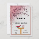 Pink Gold Rain Happy Retirement Party  Kaart (Voorkant)