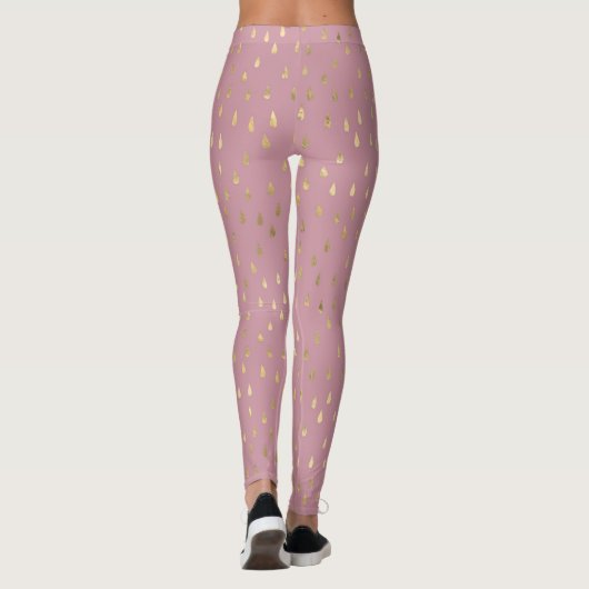Pink Gold Raindrop Modern Trendy Yoga Leggings (Achterkant)