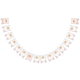 Pink Gold Royal Crown Princess Happy Birthday Vlaggetjes