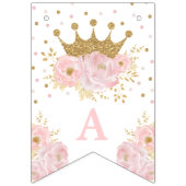Pink Gold Royal Crown Princess Happy Birthday Vlaggetjes (Derde vlag)