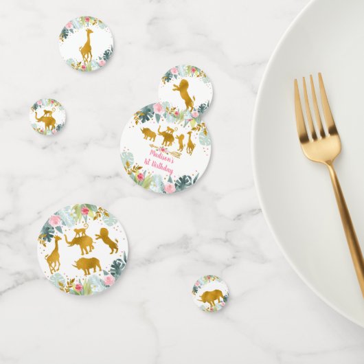 Pink Gold Safari Animal Greenery Birthday Confetti (Groep)