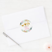 Pink Gold Safari Greenery Birthday Ronde Sticker (Envelop)