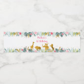 Pink Gold Safari Greenery Birthday Waterfles Etiket (Enkel label)