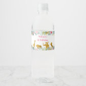 Pink Gold Safari Greenery Birthday Waterfles Etiket (Voorkant)