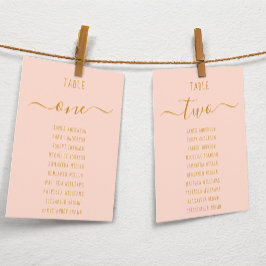 Pink Gold Script Modern Simple Seating Chart Card 