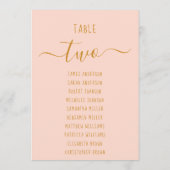 Pink Gold Script Modern Simple Seating Chart Card  (Achterkant)