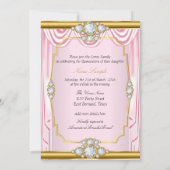 Pink Gold Silk Princess Quinceanera Blush Invite Kaart (Achterkant)