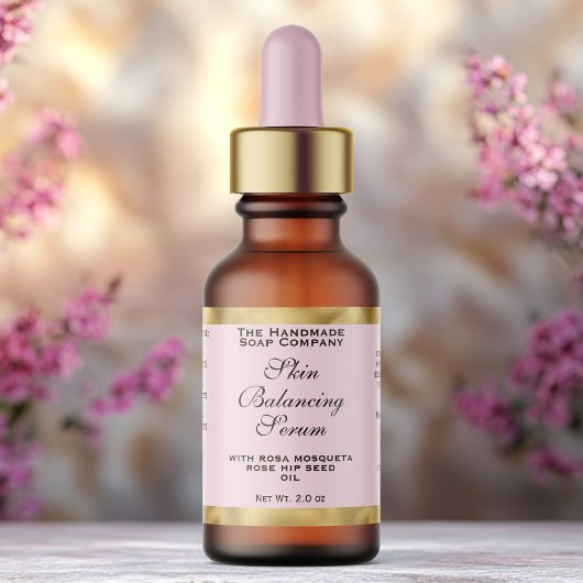 Pink & Gold Small Dropper Bottle Label 