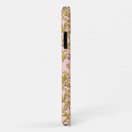 Pink Gold Sparkle  Damask Elegant Glitter Case-Mate iPhone Case (Achterkant/rechts)