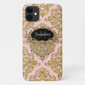 Pink Gold Sparkle  Damask Elegant Glitter Case-Mate iPhone Case (Achterkant)