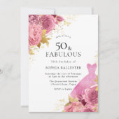 Pink Gold Sparkle Dress Rozen 50e verjaardag Kaart (Voorkant)