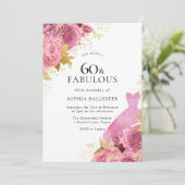 Pink Gold Sparkle Dress Rozen 60e verjaardag Kaart (Staand voorkant)