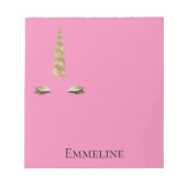 Pink Gold Sparkle Glam Unicorn gepersonaliseerd Notitieblok (Voorkant)