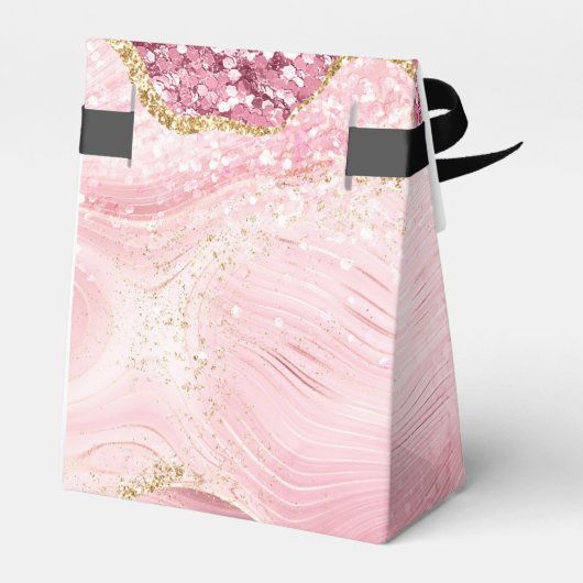 Pink Gold Sparkle Glitter Marble Wedding Bedankdoosjes (Achterkant)