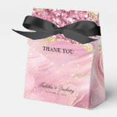 Pink Gold Sparkle Glitter Marble Wedding Bedankdoosjes (Voorkant Zijde)