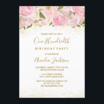 Pink Gold Sparkle Roos 100ste verjaardag Kaart<br><div class="desc">Meer elegante florale uitnodigingen in de Little Bayleigh Store! We hebben afbeeldingen gebruikt van www.createthecut.com</div>