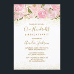 Pink Gold Sparkle Roos 100ste verjaardag Kaart<br><div class="desc">Meer elegante florale uitnodigingen in de Little Bayleigh Store! We hebben afbeeldingen gebruikt van www.createthecut.com</div>