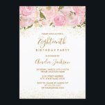 Pink Gold Sparkle Roos 18e verjaardag Uitnodiging<br><div class="desc">Meer elegante florale uitnodigingen in de Little Bayleigh Store! We hebben afbeeldingen gebruikt van www.createthecut.com</div>